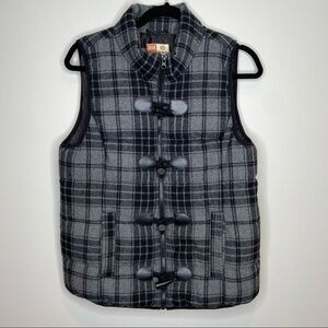 Ruff Hewn Buffalo plaid black and gray vest medium‎